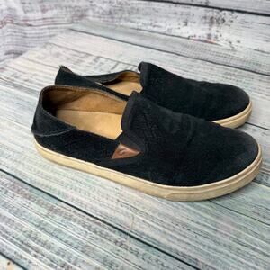 Olukai Pehuea Leather Slip On Shoes Womens 9 Black Casual Comfort